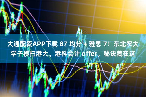 大通配资APP下载 87 均分 + 雅思 7！东北农大学子横扫港大、港科会计 offer，秘诀藏在这