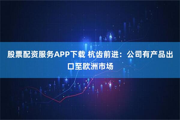 股票配资服务APP下载 杭齿前进：公司有产品出口至欧洲市场