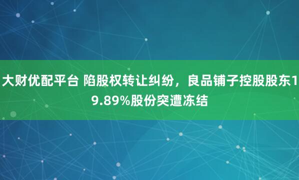 大财优配平台 陷股权转让纠纷，良品铺子控股股东19.89%股份突遭冻结